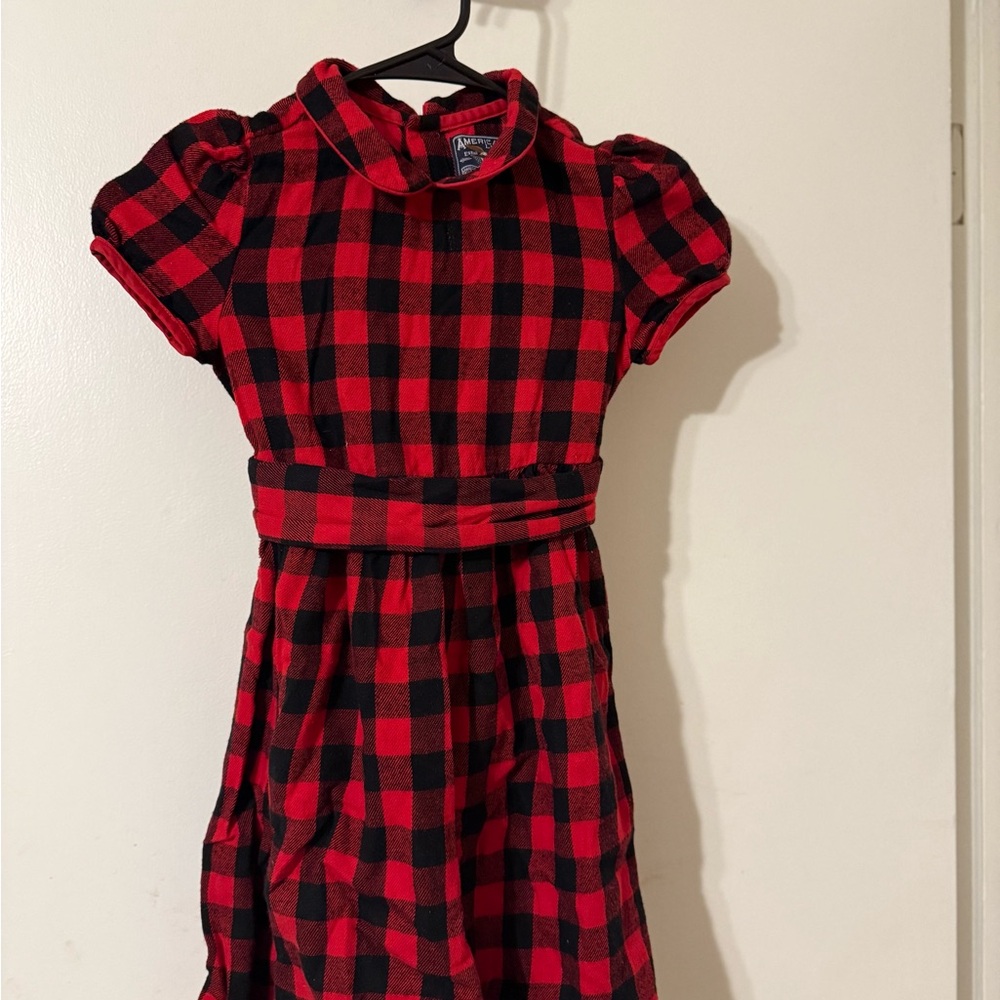 Classic Red and Black Checkered Kids Dress